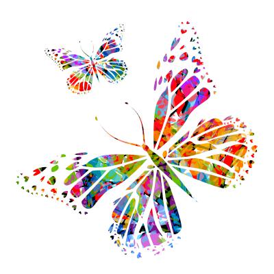 Sticker  Deux graphiques abstraits de papillons arc-en-ciel