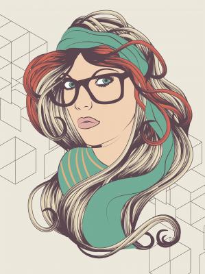 Poster  Sexy hipster girl avec des lunettes de mode illustration de mode