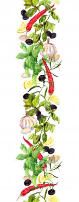 Papier peint  Herbes aromatiques, poivrons et ail