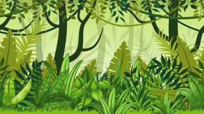 Papier peint  Plantes de la jungle version dessin animé