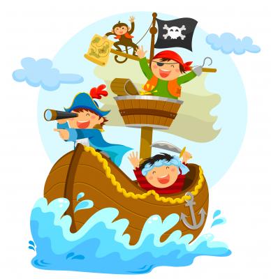 Papier peint  Des pirates souriants sur un bateau