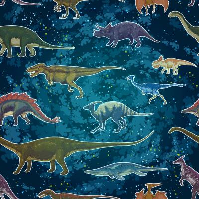 Papier peint  Dinosaures avec une galaxie en arrière-plan