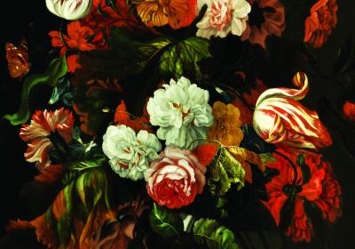 Papier peint  Fleurs luxuriantes rouges et blanches