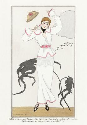 Poster  Femme en robe blanche avec un chapeau
