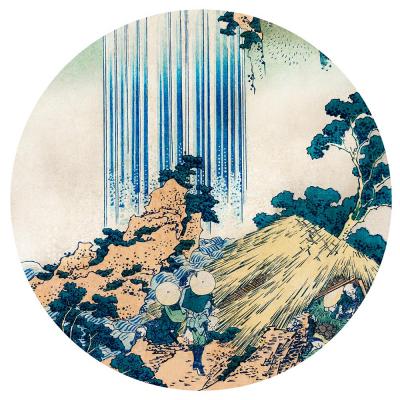 Sticker  Illustration circulaire d'un paysage par Hokusai
