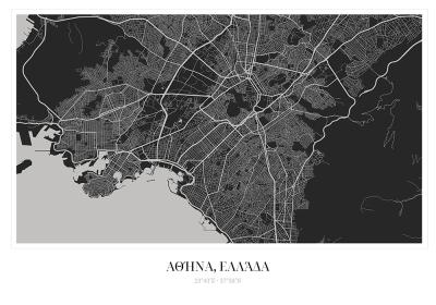 Poster  Athènes plan de la ville