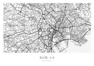 Poster  Plan de la ville de Tokyo