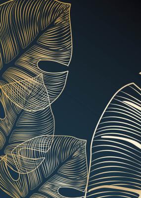 Poster  Feuilles de monstera tropicales dorées