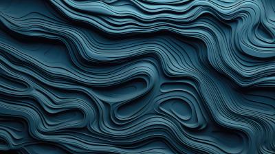 Tableau  Vagues bleues abstraites en 3D