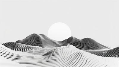 Tableau  Paysage en noir et blanc effet 3D