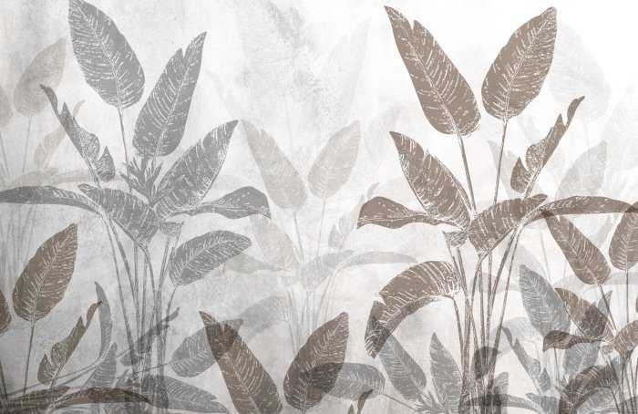 Papier peint  Strelitzia grandes plantes tropicales sur un fond en béton