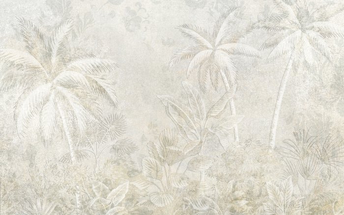Papier peint  Paysage tropical avec des palmiers sur un fond texturé