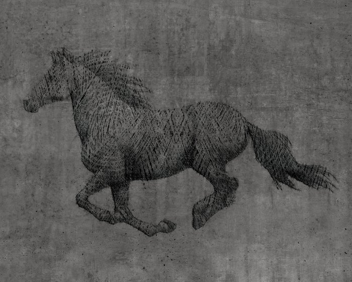 Papier peint  Cheval au galop sur un fond texturé