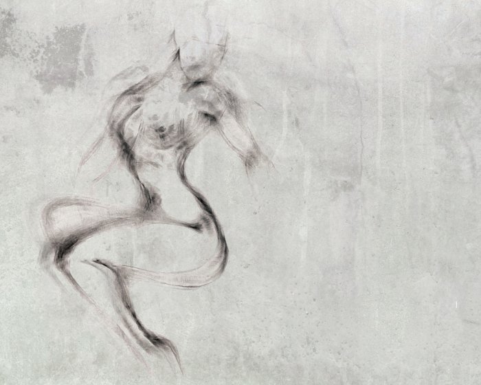 Papier peint  Silhouette féminine de style croquis sur un fond texturé