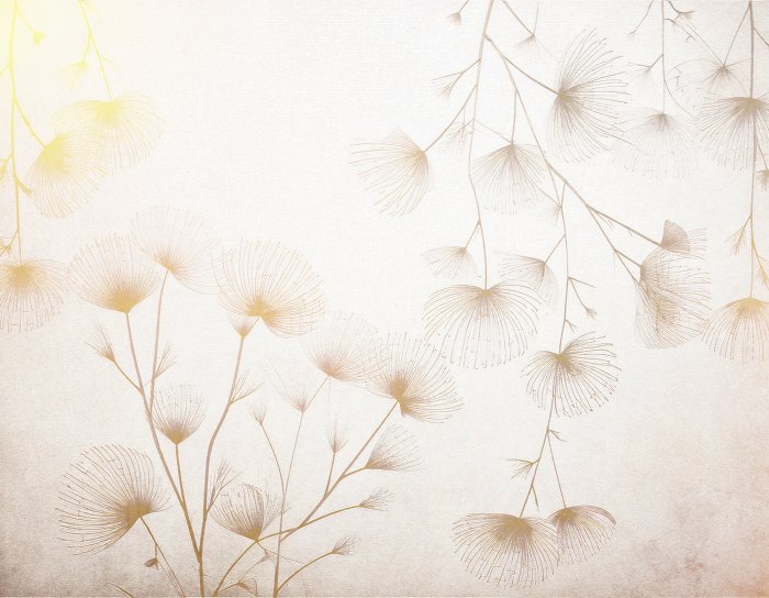 Papier peint  Fleurs sauvages sur fond texturé beige