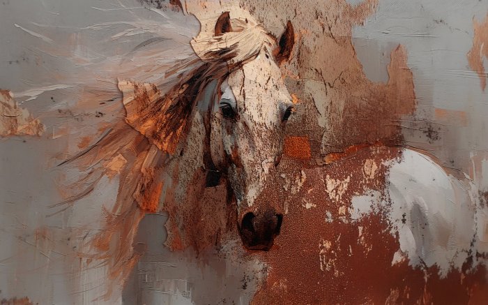 Papier peint  Portrait de cheval 3D avec décorations dorées