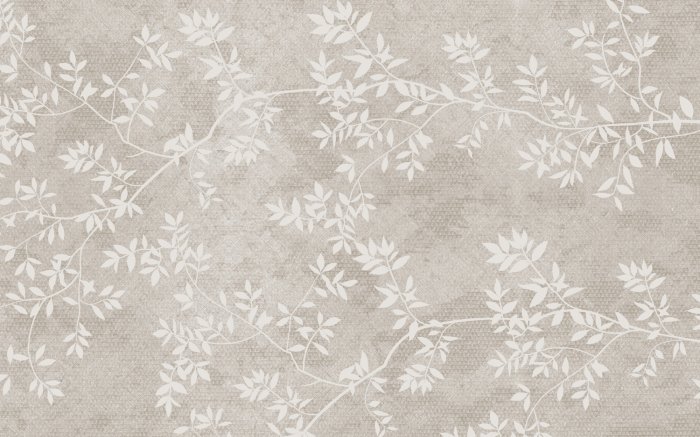 Papier peint  Branches d&#39;arbre blanches avec des feuilles sur fond beige