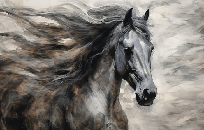 Papier peint  Portrait d&#39;un cheval dans l&#39;abstraction moderne