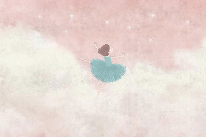 Papier peint  Une ballerine contre un ciel rose avec des nuages