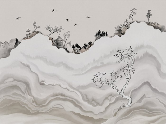 Papier peint  Paysage de style chinoiserie