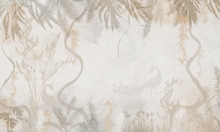 Papier peint  Oiseaux dans un paysage tropical brumeux de jungle