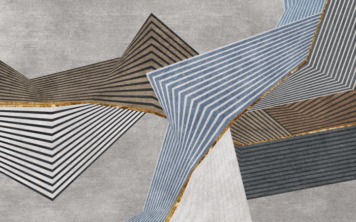 Papier peint  Formes géométriques abstraites avec des lignes dorées