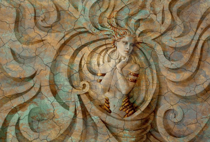 Papier peint  Sculpture abstraite en 3D d&#39;une femme