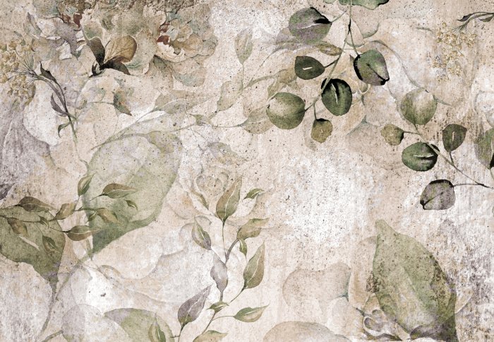 Papier peint  Motif vintage de branches et de fleurs d&#39;eucalyptus