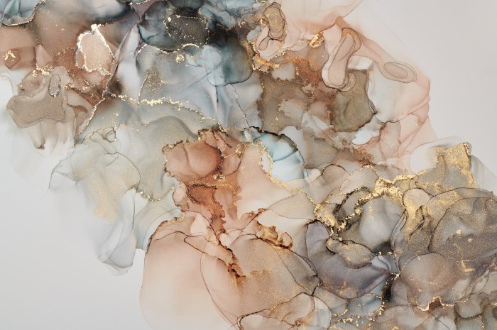 Papier peint  Composition abstraite avec marbre aquarelle