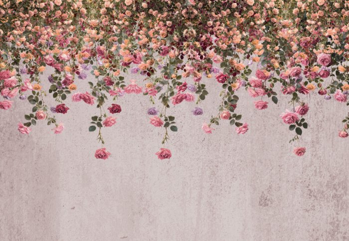 Papier peint  Composition florale suspendue avec des roses