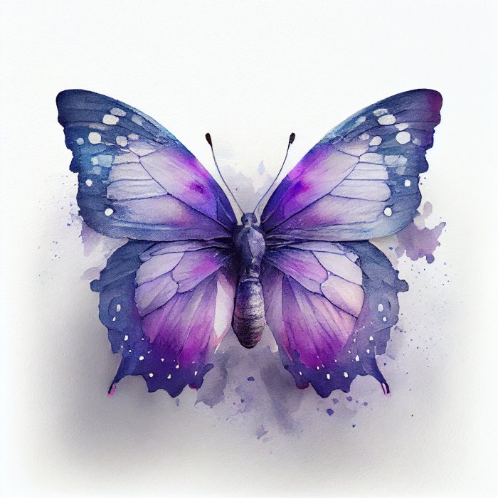 Tableau  Magnifique papillon violet à l&#39;aquarelle dans un style aquarelle