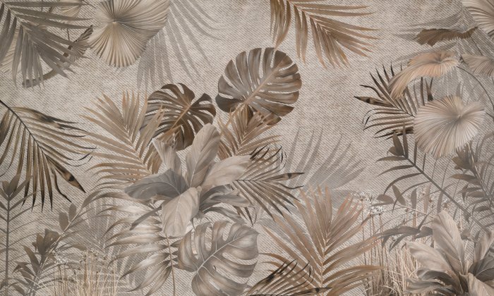 Papier peint  Motif de plantes et de feuilles tropicales dans des tons de marron