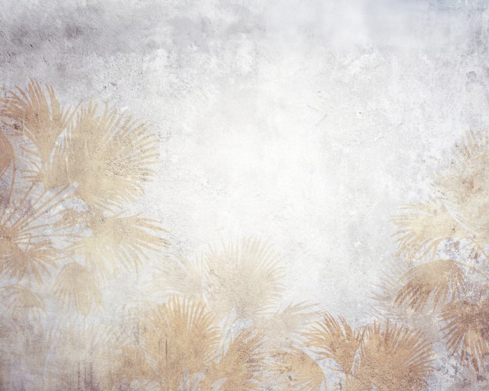 Papier peint  Végétation exotique sur béton gris