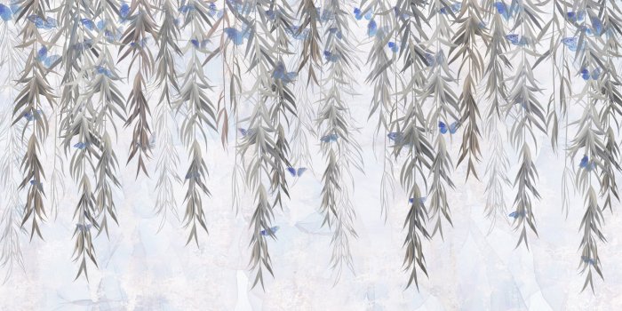 Papier peint  Plantes grimpantes suspendues sur un fond en béton