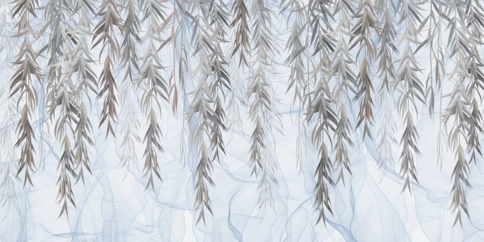 Papier peint  Plantes suspendues, vignes, fond en béton