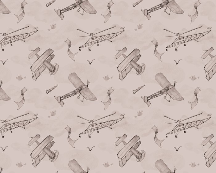 Papier peint  Avions parmi les nuages dans le ciel - modèle pour enfants