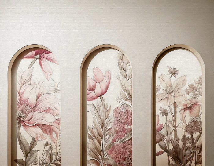 Papier peint  Fleurs en arches 3D motif botanique