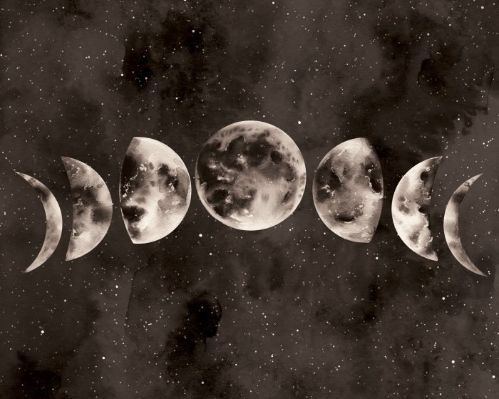 Papier peint  Motif de phases de lune dans un style aquarelle