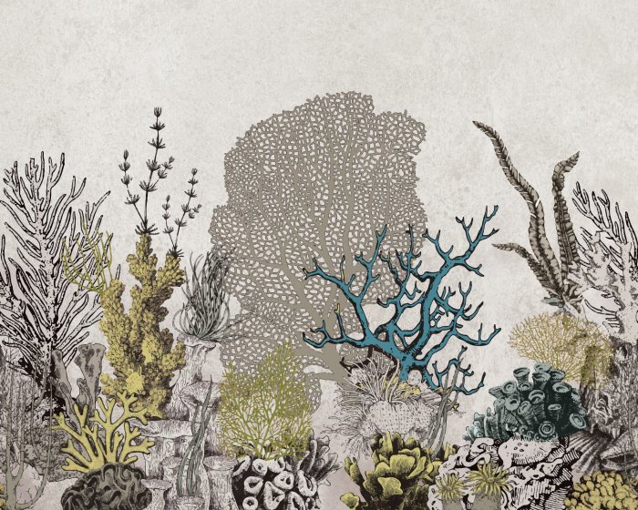 Papier peint  Motif de mer de corail sur un fond texturé