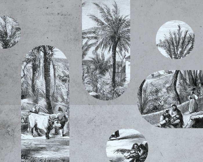 Papier peint  Paysage noir et blanc aux formes géométriques