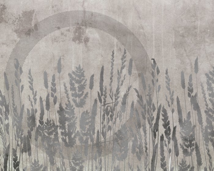 Papier peint  Fleurs sauvages sur fond de béton dans un style moderne