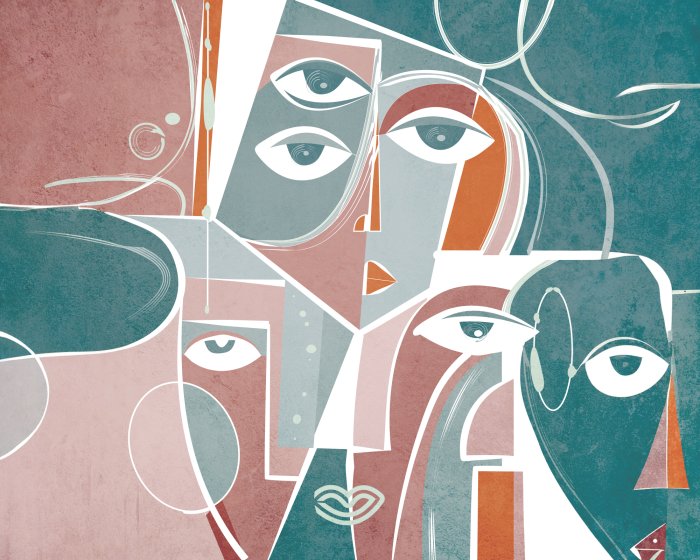 Papier peint  Visages abstraits aux formes géométriques