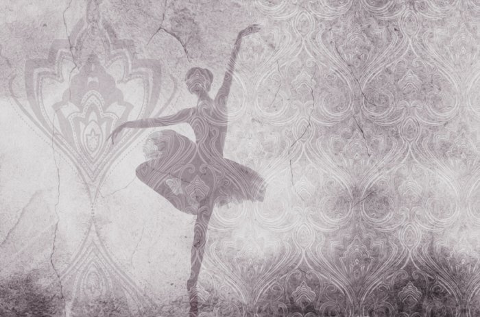 Papier peint  Danseuse de ballet sur fond ornemental