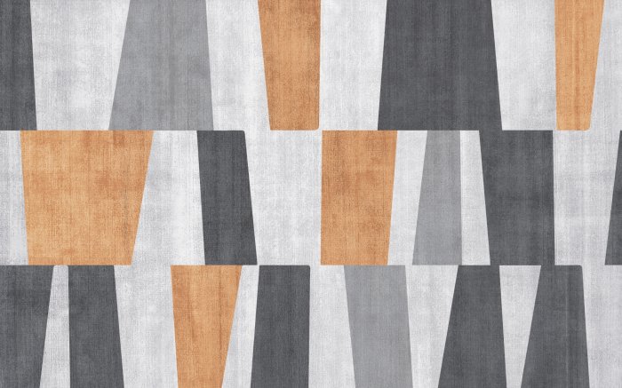 Papier peint  Motif géométrique orange et gris avec texture