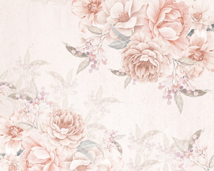 Papier peint  Fleurs aux couleurs pastel avec un fond texturé