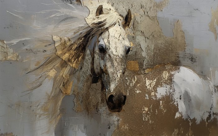 Papier peint  Portrait de cheval 3D avec des éléments dorés