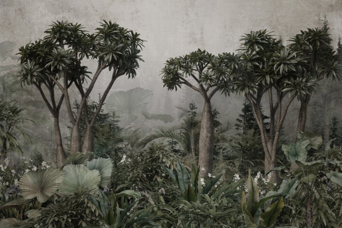 Papier peint  Paysage tropical avec une végétation verte dense