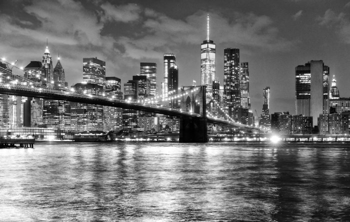 Papier peint  Pont de Brooklyn en noir et blanc