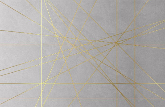 Papier peint  Lignes géométriques dorées sur béton gris