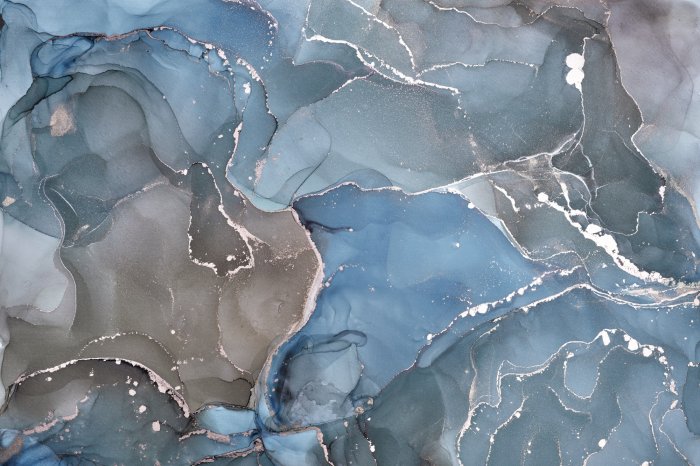 Papier peint  Marbre bleu-gris avec imitation argent